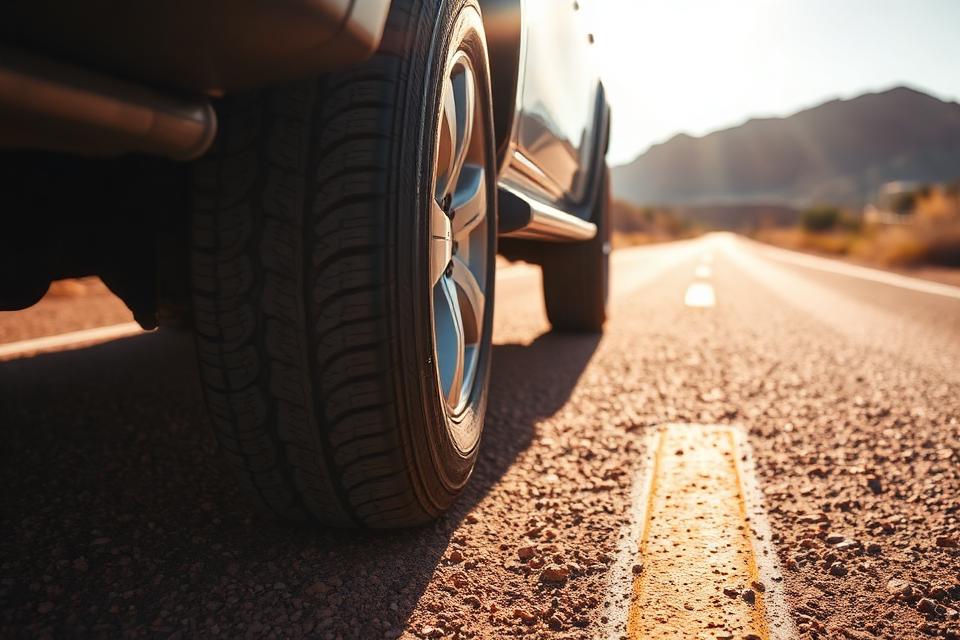 Tire on desert road